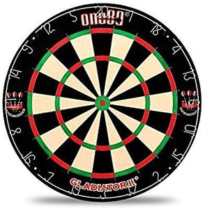lot 15947 image: ONE80 Bristle Dartboard and Safety Plastic Board with Steel Tip Darts Set