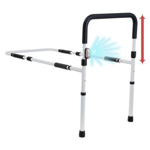 lot 15948 image: LumaRail Bed Assist Rail w LED Motion Sensor Nightlight, FREE Anchor Strap - LOW BEDS & THICK MATTRESSES Compatible