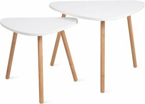lot 15962 image: HOMFA Nesting Coffee End Tables Modern Furniture Decor Side Table for Living Room Balcony Home and Office ( White, Set of 2