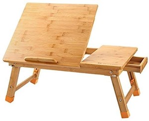 lot 15963 image: Large Laptop Desk Nnewvante Table Adjustable 100% Bamboo Foldable
