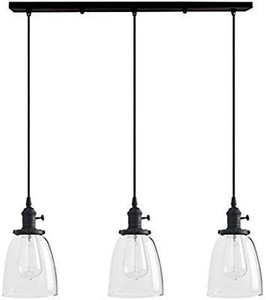 lot 15989 image: Rustic Industrial 3-Lights Kitchen Island Chandelier