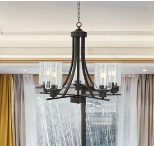 lot 15990 image: BONLICHT Rustic Kitchen Island Chandelier Lighting 5 Light Oil-Rubbed Bronze Traditional Chandelier Industrial Vintage Lighting Fixtures Hanging Pendant Lights Classic Glass Ceiling Lighting UL Listed
