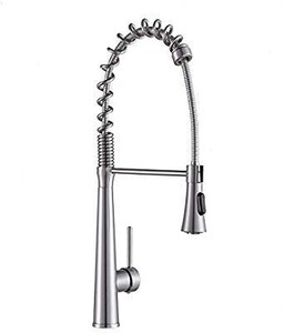 lot 15999 image: Hotis Stainless Steel Single Lever Handle Pull Down Sprayer Kitchen Faucet, Kitchen Faucets Brushed Nickel Finish