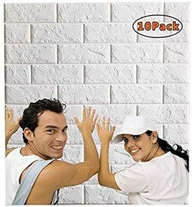 lot 17470 image: Arthome White Brick 3D Wall Panels