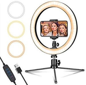 lot 17517 image: LED Ring Light 10 with Tripod Stand & Phone Holder