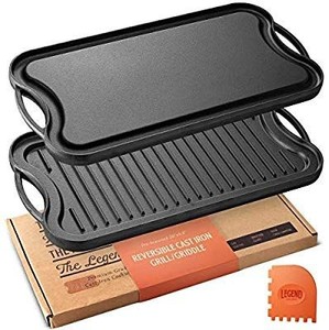 lot 17527 image: Legend Cast Iron Griddle for Gas Stovetop  2-in-1 Reversible 20�� Cast Iron Grill Pan For Stovetop