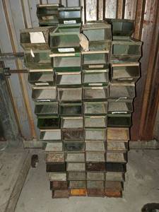 lot 20373 image: Pick (10) Vintage Galvanized Metal Bolt Bins First Come First Served