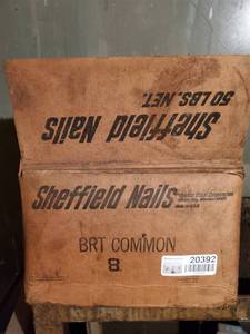 lot 20398 image: 50lb. Case of Sheffield BRT Common No. 8 Nails