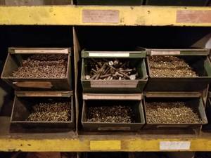 lot 2274 image: Bins Full of Assorted Fasteners  Bins Not Included