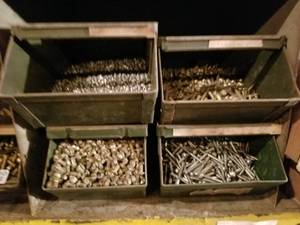 lot 2285 image: Bins Full of Assorted Fasteners  Bins Not Included