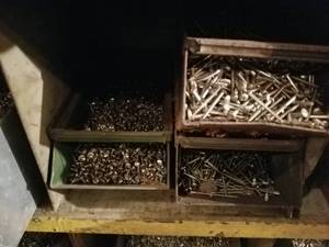 lot 2287 image: Bins Full of Assorted Fasteners  Bins Not Included