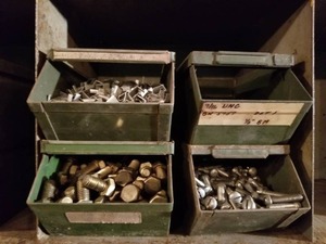 lot 2292 image: Bins Full of Assorted Fasteners  Bins Not Included