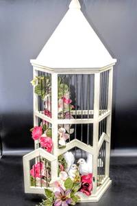 lot 3444 image: White Wall Hanging Birdhouse Decor 23.5 Tall