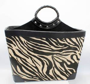 lot 3499 image: Zebra Print Carrying Tote - Perfect to carry crafting supplies