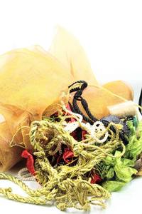lot 3527 image: Wreath - Gift Baskets - Gift Bags Making Lot - Variety of Ribbons, Ropes, New Gold Star Basket and more....