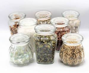 lot 3531 image: (8) Glass Jars full of Vase Fillers plus additional bags of Vase Filler Decor