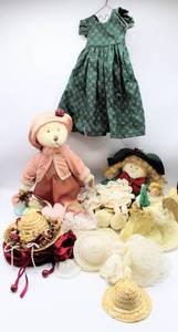 lot 3535 image: Stuffed Bear, Dolls and Doll Hats for Crafting andor Gift Basket Decor