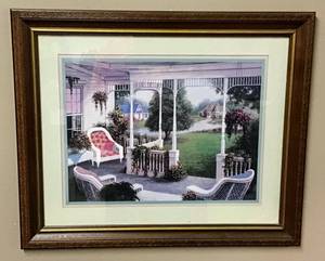 lot 3501 image: Framed and Matted Picture Back Porch View 19 x 23