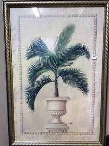 lot 3508 image: Framed and Matted Picture Potted Palm 22 x 32