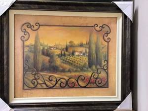 lot 3511 image: Framed and Matted Picture Tuscan Countryside 21 x 25