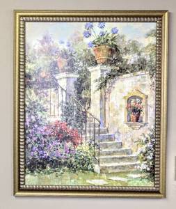 lot 3455 image: 28 x 34 Framed Picture of Beautiful Flower Garden, No Glass