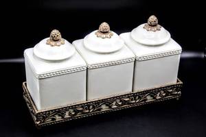 lot 3479 image: Better Homes Collection Canister Set with Metal Basket Holder