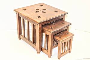 lot 3458 image: 3 Piece Nesting Stools Plant Stands Largest 11 x 11 x 10 Tall