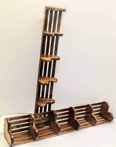 lot 3461 image: 2 Matching Wooden Heart Display Corner Book Shelves 31 Long x 7 Wide