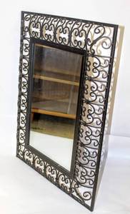 lot 3572 image: Heavy Metal Artsy Beveled Framed Mirror 28 Tall x 21 Wide