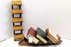 lot 3585 image: Two Floating Ladder Bookshelves 21 Long