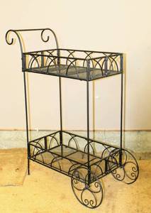lot 3540 image: Black Scroll Metal Decorative Cart
