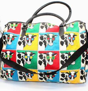 lot 3589 image: Pop Art Cows Wearing Sunglasses Large Canvas Duffel Bag