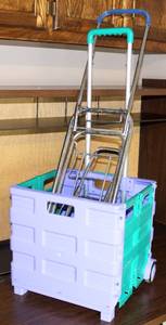 lot 3594 image: Collapsible Rolling Tote Cart, (2) Telescoping Luggage Carts