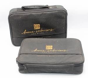 lot 3596 image: (2) Zippered Black Canvas Carrying Bags with 24 Small Compartments - Great for carryingstoring samples, essential oils or just for organizing your supplies