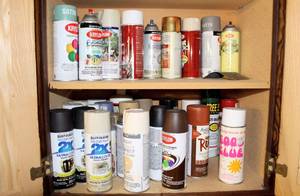 lot 3649 image: Huge Spray Paint Lot - Entire Cabinet Full