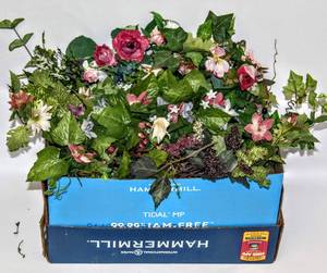 lot 3620 image: Giant Box of Artificial Greenery and Box Full of Artificial Flowers