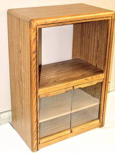 lot 3682 image: Media Cabinet with Glass Doors and Adjustable Lower Shelf Inside 41.5 Tall x 29 Wide x 17 Deep