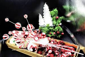 lot 3740 image: Assorted Red and White Decorations and White Tree Candles