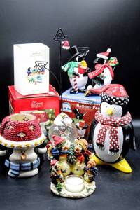 lot 3742 image: Penguins, Penguins and more Penguins Variety of Christmas Holiday Penguin Decor and Ornaments