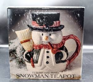 lot 3750 image: Hand Painted Snowman Tea Pot