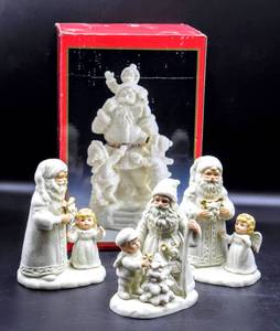 lot 3751 image: Centurion Glazed Bisque Musical and 3 Santa Figurines