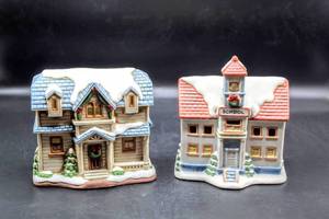 lot 3789 image: Lighted Christmas Village, School and Family Home