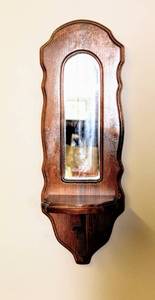 lot 3709 image: Solid Wood Mirror with Shelf for Display