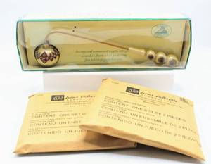 lot 3694 image: Boston Warehouse Opulent Ornaments Candle Snuffer NIB and (2) Sets of 2 Candle Jar Toppers NIB
