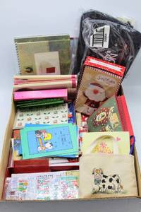 lot 3715 image: Box Full of Christmas Cards, Thank You Cards, Invitations, Stickers, Notepads, New Journal and more