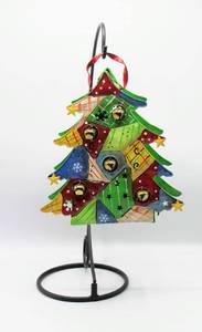 lot 3716 image: Large Metal Christmas Tree Candle Holder Lantern with Jingle Bells on Decorative Ornament Hanger