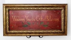 lot 3763 image: 24.5W x 12.5T Framed Christmas Art - Wishing You the Gift of Believing.