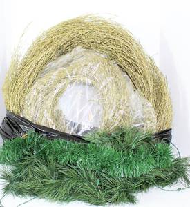 lot 3773 image: 9ft Gold Sparkle Glittered Bamboo Garlands and Pine Garland