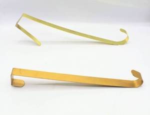 lot 3829 image: (2) Gold Metal Door Wreath Hangers - one has a matte finish and the other is shiny