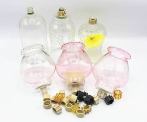 lot 3831 image: (6) Glass Hurricane and Votive Cup Holders used for Converting Taper Candle Stick Holders for use with PillarVotive Candles